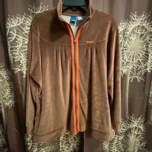 VINTAGE REEBOK Brown Velour Track Jacket Full Zip XXXL 3XL